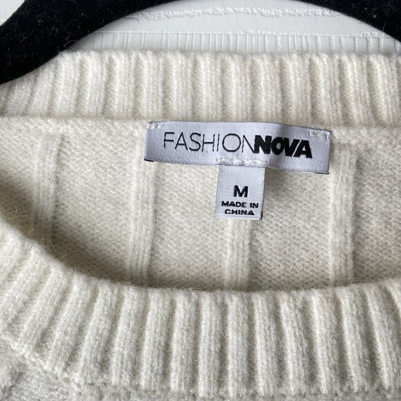 Fashion Nova | Pink Black & Cream Cropped Sweater - Picture 4 of 5